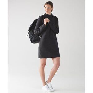 Lululemon City Bound Dress W8743S Dark Gray Size 6 Soft Cotton-Blend Long Sleeve